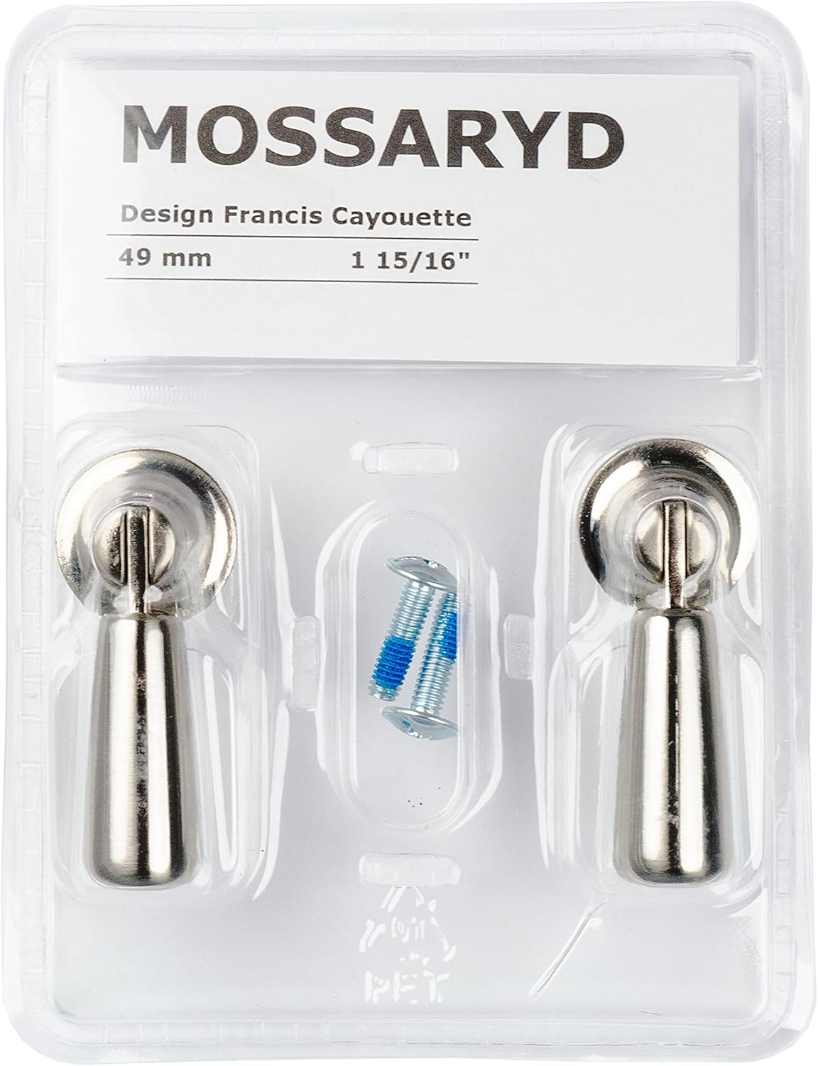 IKEA MOSSARYD Drop Handles, Stainless-Colour, 49mm, 703.703.52 - Pack of 2, Silver