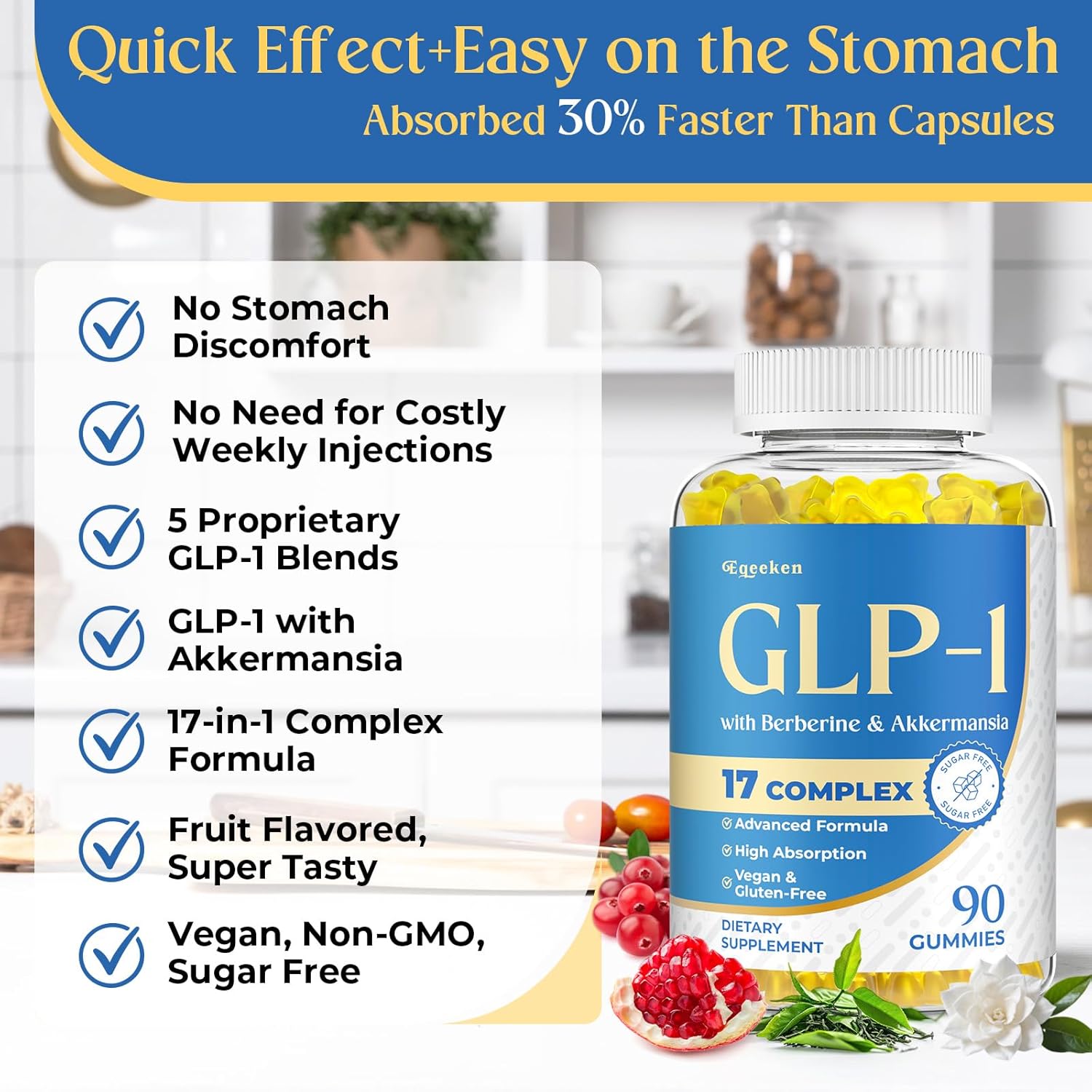 GLP-1, GLP-1 Supplement for Women & Men | 17-in-1 Scientific Formula GLP1 Gummies with Berberine, Akkermansia for Nutrient Absorption, Metabolism Digestion & Gut, No Stomach Discomfort, 90 Gummies - Image 8