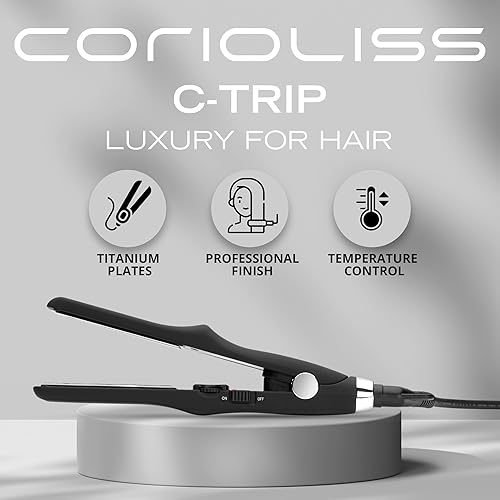 Miniatura 2 de CORIOLISS C Trip Mini  Alisadores de cabello para mujer  Titanio  Plancha plana  Profesional con control de temperatura (negro suave al tacto)