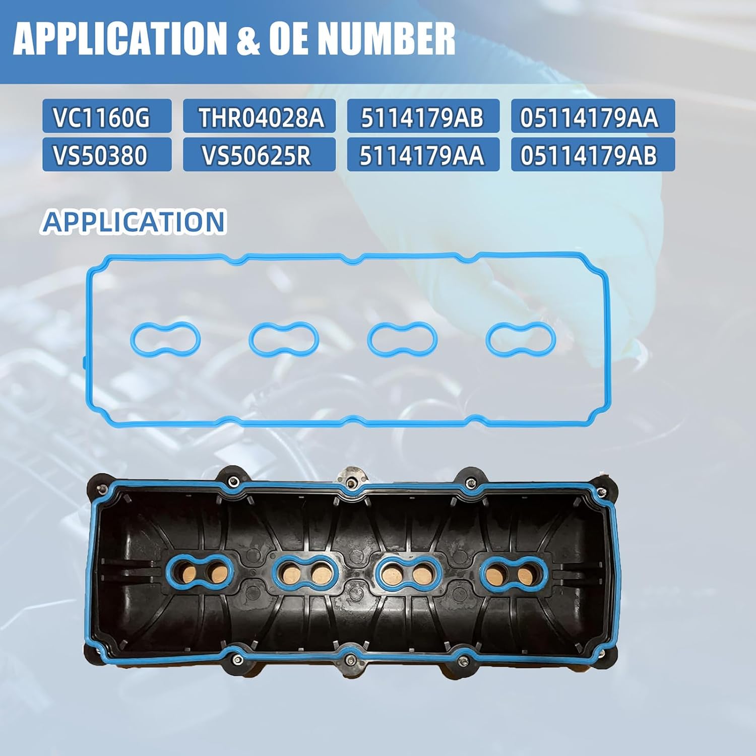 Sorello VS50625R VS50380 VC1160G Engine Valve Cover Gasket Set Compatible with Chrysler 300 Aspen for Dodge Challenger Charger for Ram 1500 2500 3500 for Jeep Grand Cherokee 5.7L 6.1L 6.2L 6.4L V8