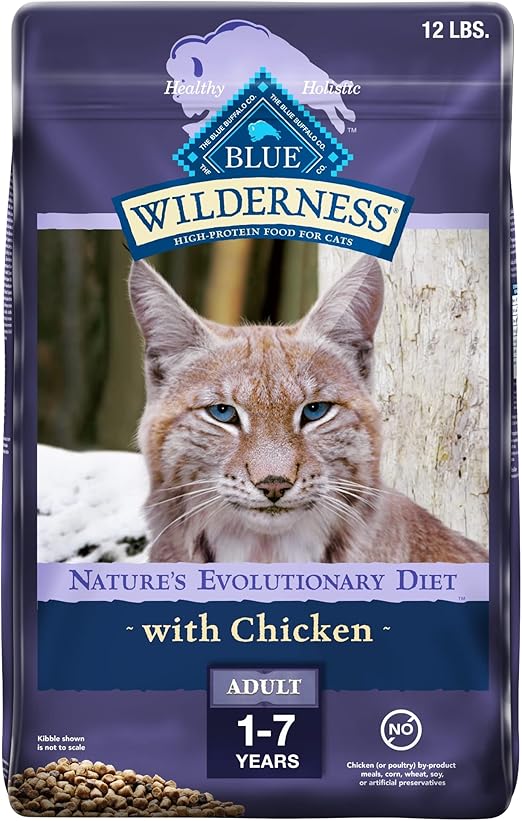 Blue Buffalo Cat Food, Natural Chicken Recipe, Wilderness High Protein, Adult Dry