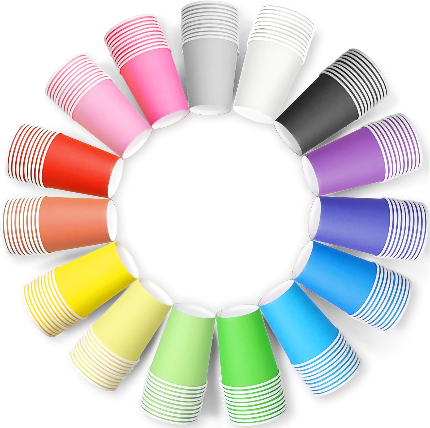 NUZEKY Disposable Paper Party Cups 150 Pieces 9 Ounce Multicolor