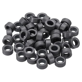 PATIKIL Ferrite Toroid Core, 50 Pcs Toroid Core 0.6" ODx0.3" IDx0.3" H Ferrite Rings Transformer Ferrite Toroid Cores for EMI/RFI Filters, Black