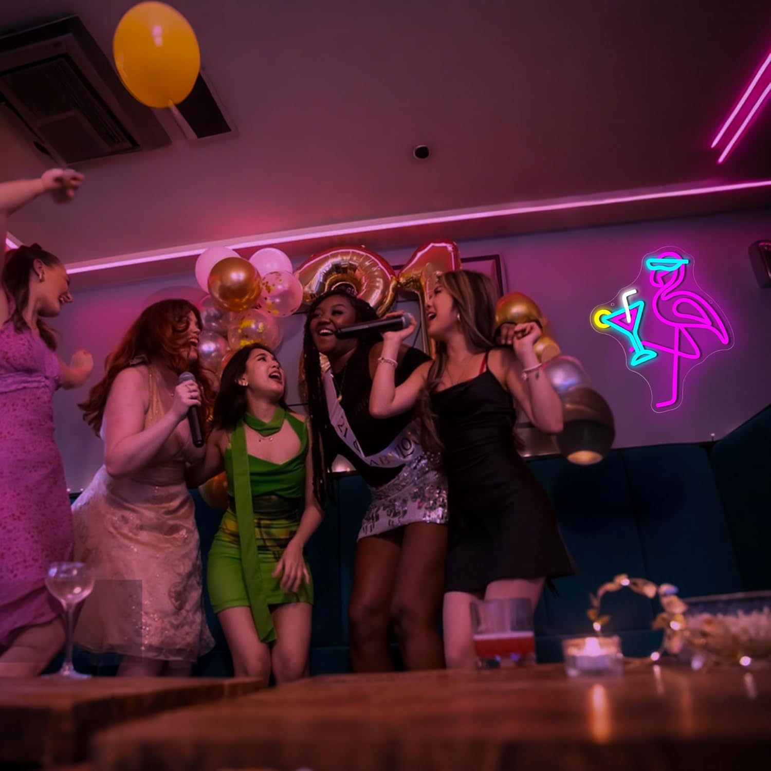 Flamingo Cocktail Neon Sign for Wall Decor Dimmiable Drinking Neon Light for Man Cave USB Powered Cocktail Bar Sign for Home Bar Beach Pool Party Bedroom Birthday Gift Art Size13.7 * 12In(WZCP194)