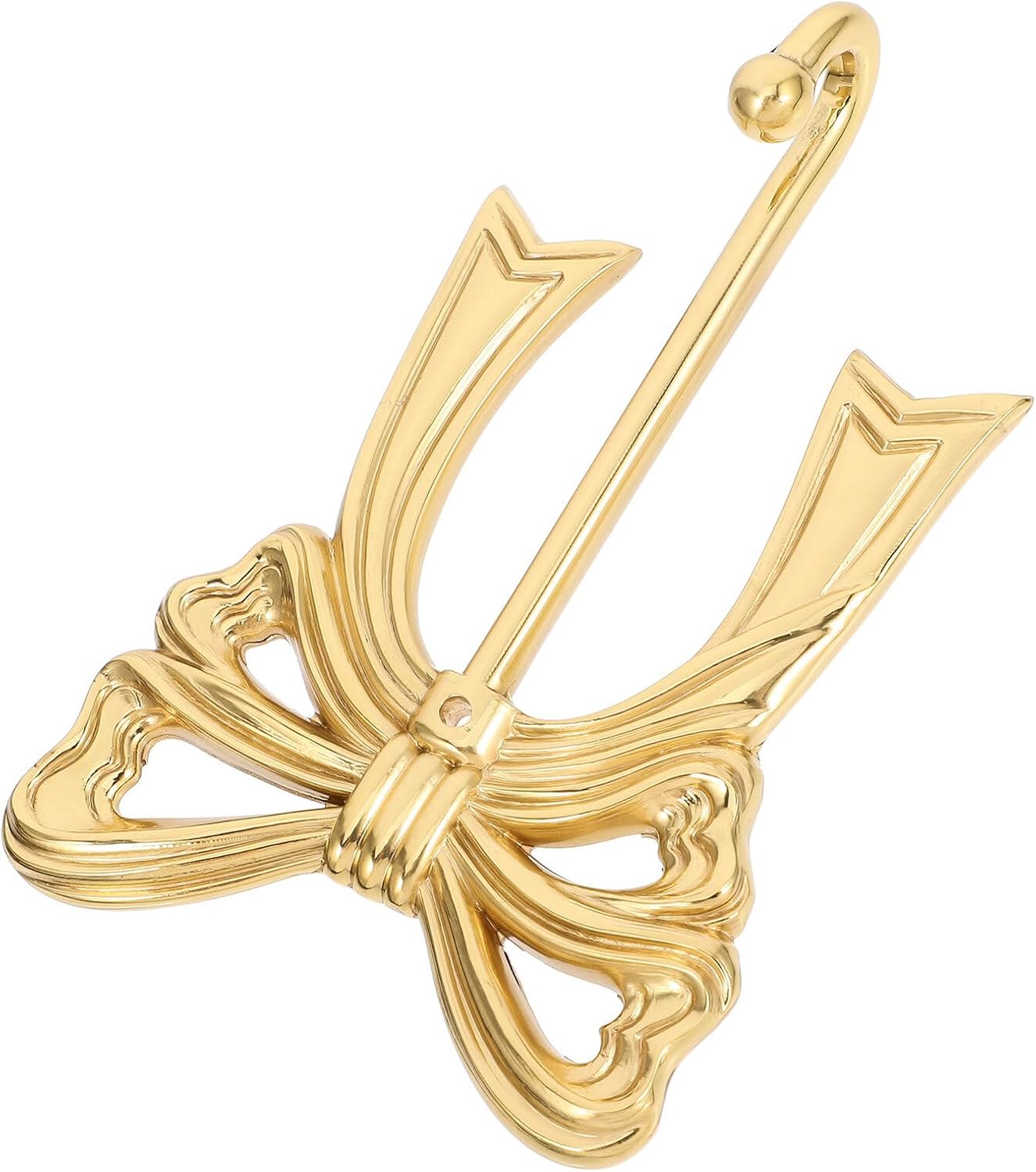 VOSAREA Bowknot-Design Wall Mounted Art Hook Large 88x132x25mm Brass Decorative Coat Hat Towel Hanger Multipurpose Home Storage Hook for Entryway Bedroom