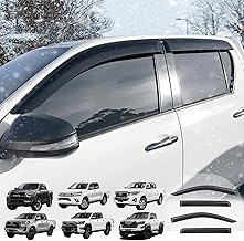 Wind Deflectors for Toyota Hilux 2016-2026 Double Cab, Premium PMMA Clear Tinted Window Rain Guards Anti-Glare Visor Set - Smoked Black (4-Piece External Fitment)