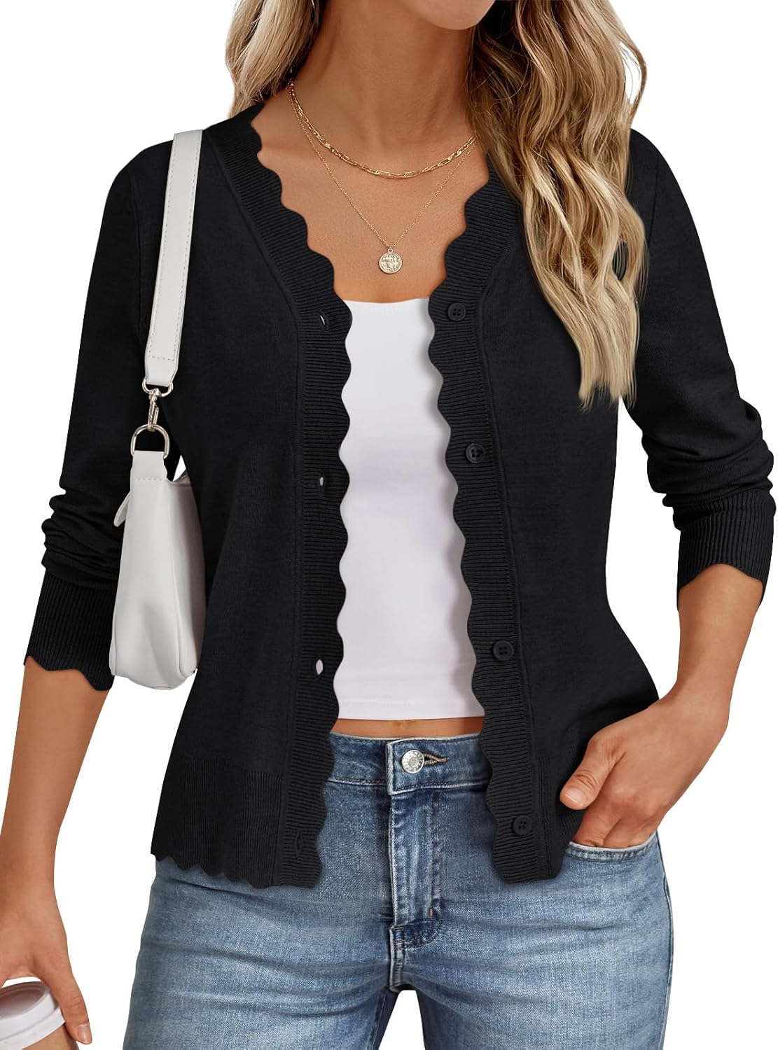 Womens Cardigan Sweaters Long Sleeve Casual Lightweight Button Down V-Neck Fall Clothes 2026