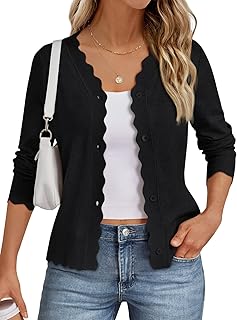 Womens Cardigan Sweaters Long Sleeve Casual Lightweight Button Down V-Neck Fall Clothes 2026