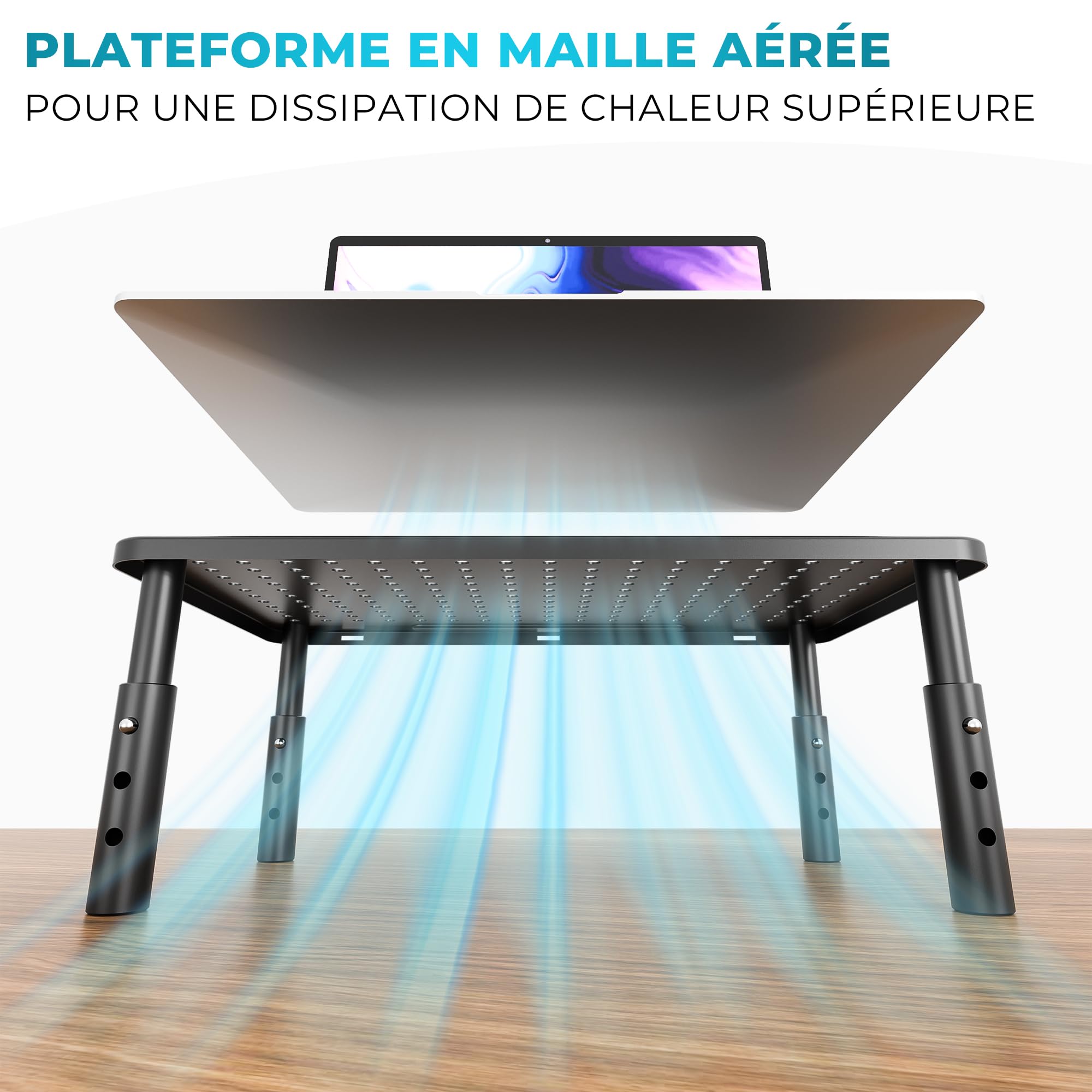 BONTEC Réhausseur Écran Métal Réglable pour Ordinateur PC iMac Imprimante 20 kg Lot de 2