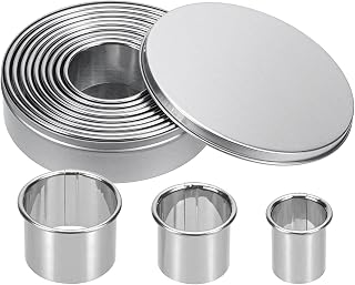 Bczhieulw 12 emporte piece patisserie, emporte piece rond, largeur : de 2,4 à 11,2 centimètres (12 tailles), hauteur de 3 centimètres, pour la fabrication de pâtisseries, biscuits, etc.