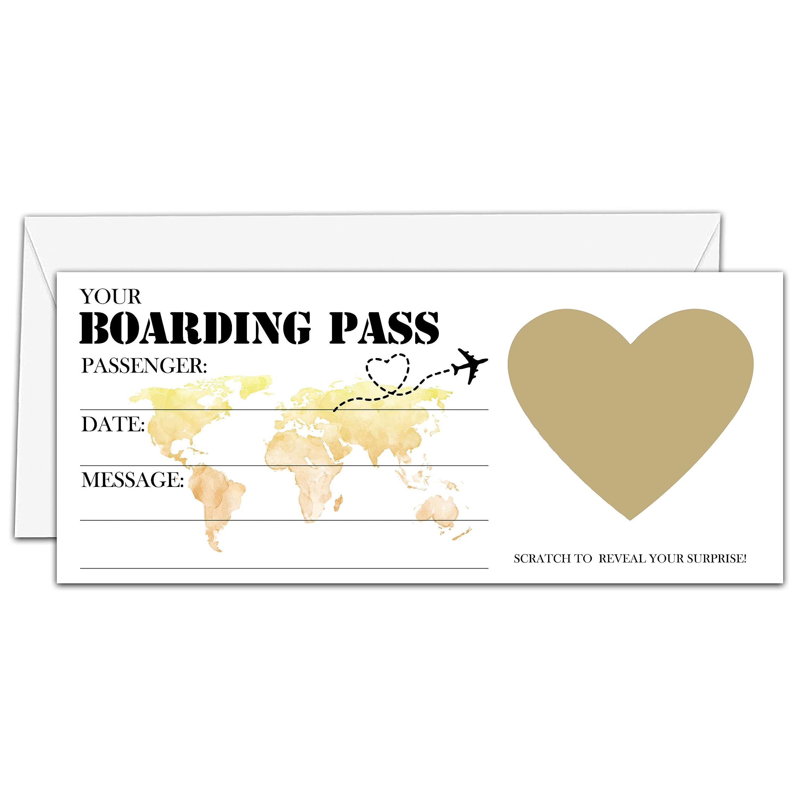 AWSICE DIY Scratch Surprise Boarding Pass - 3.5x8 Inches, With Envelope & Gold Scratch Sticker - View #12