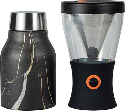 Asobu Coldbrew Portable Cold Brew Coffee Maker With a Vacuum Insulated 1 Liter Stainless Steel 18/8 Travel Carafe Bpa Free (Midnight Marble)