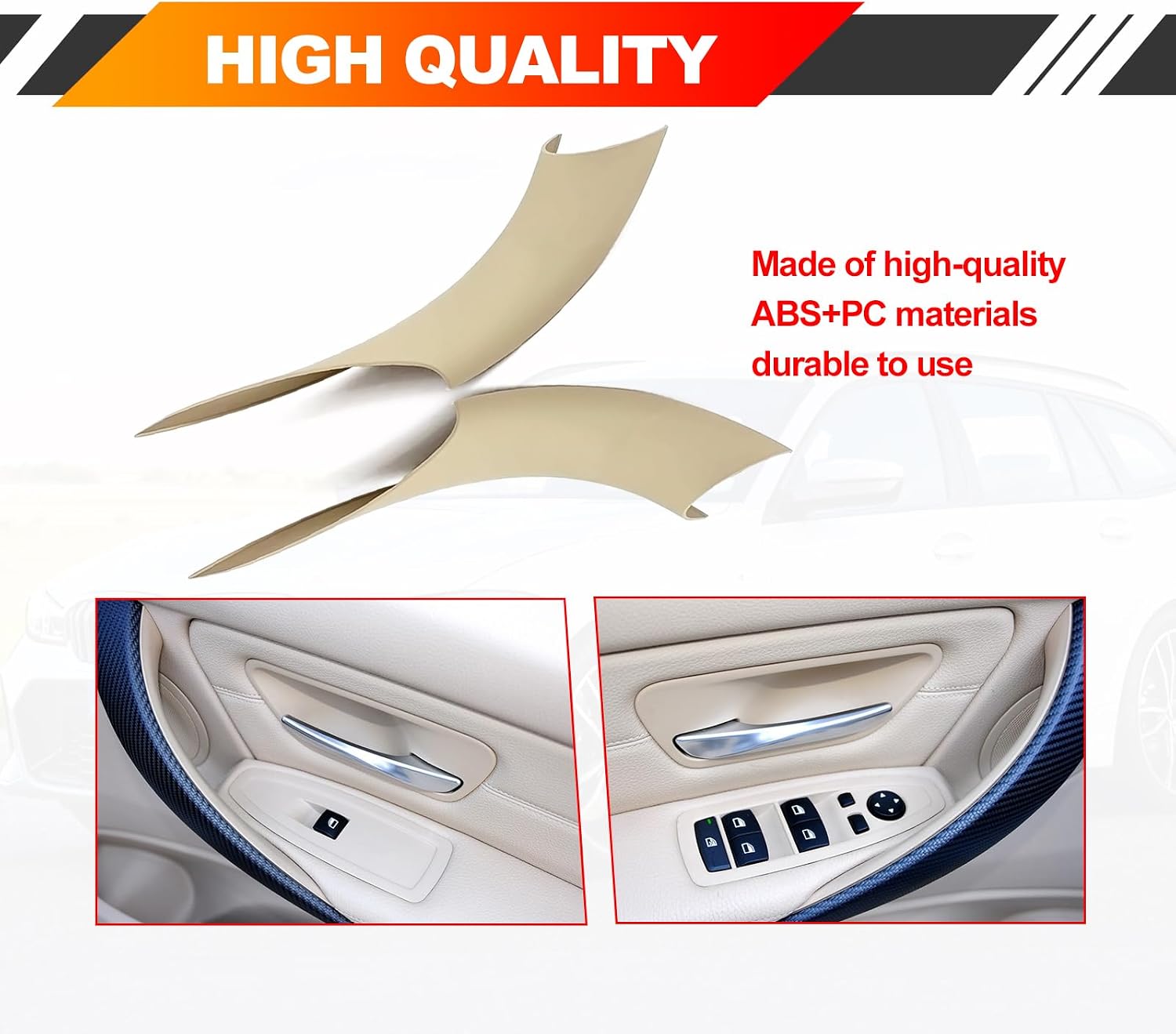KEVWR 2PCS Door Handle Covers Left Front and Right Front Compatible with BMW 320, 328, 330, 335, M3 2012-2018 & BMW 428, 435, M4 2014-2017(Beige)