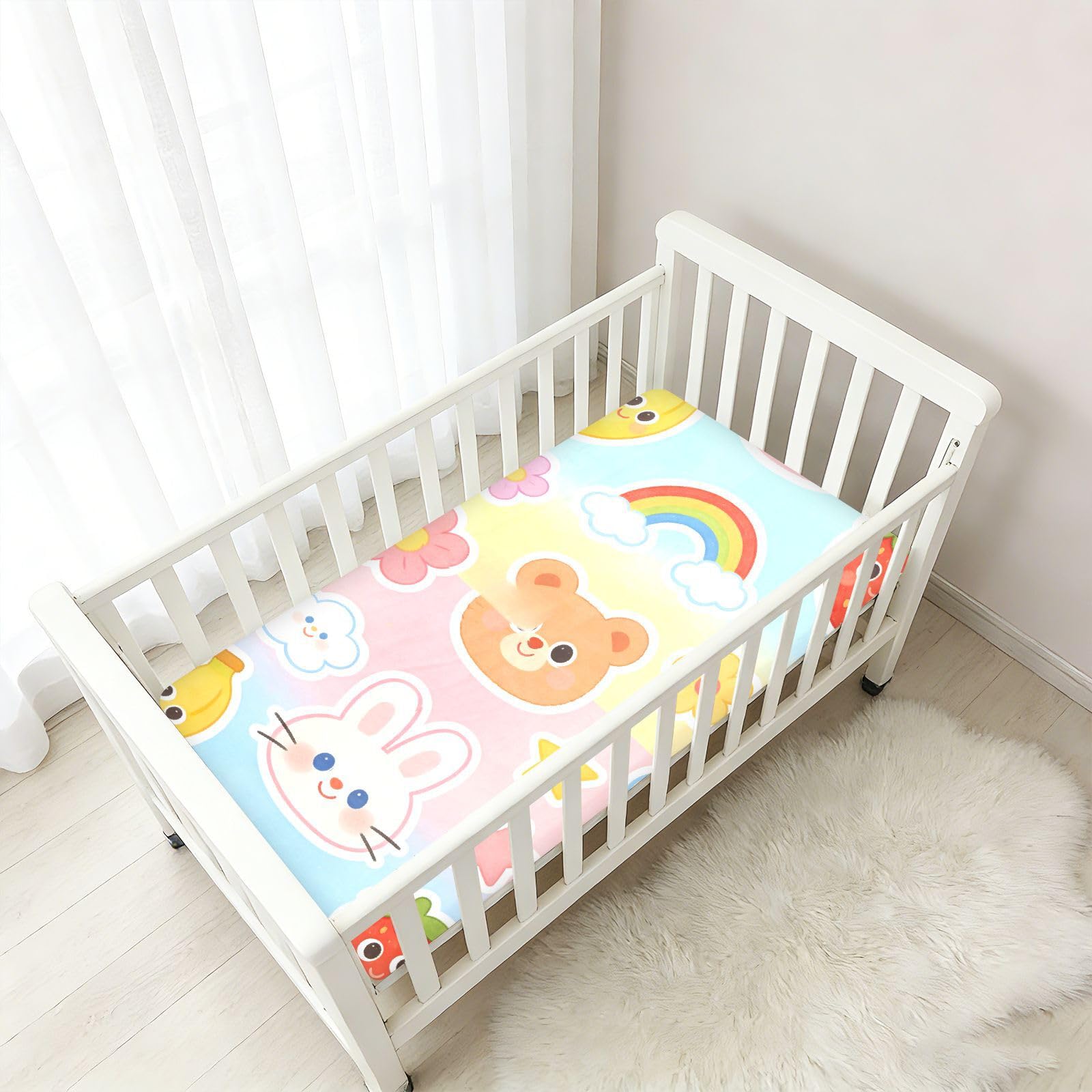 Sábanas de cuna de algodón de dibujos animados para bebés, niños y niñas, sábana de muselina suave para decoración de guardería, 1 paquete para corral de