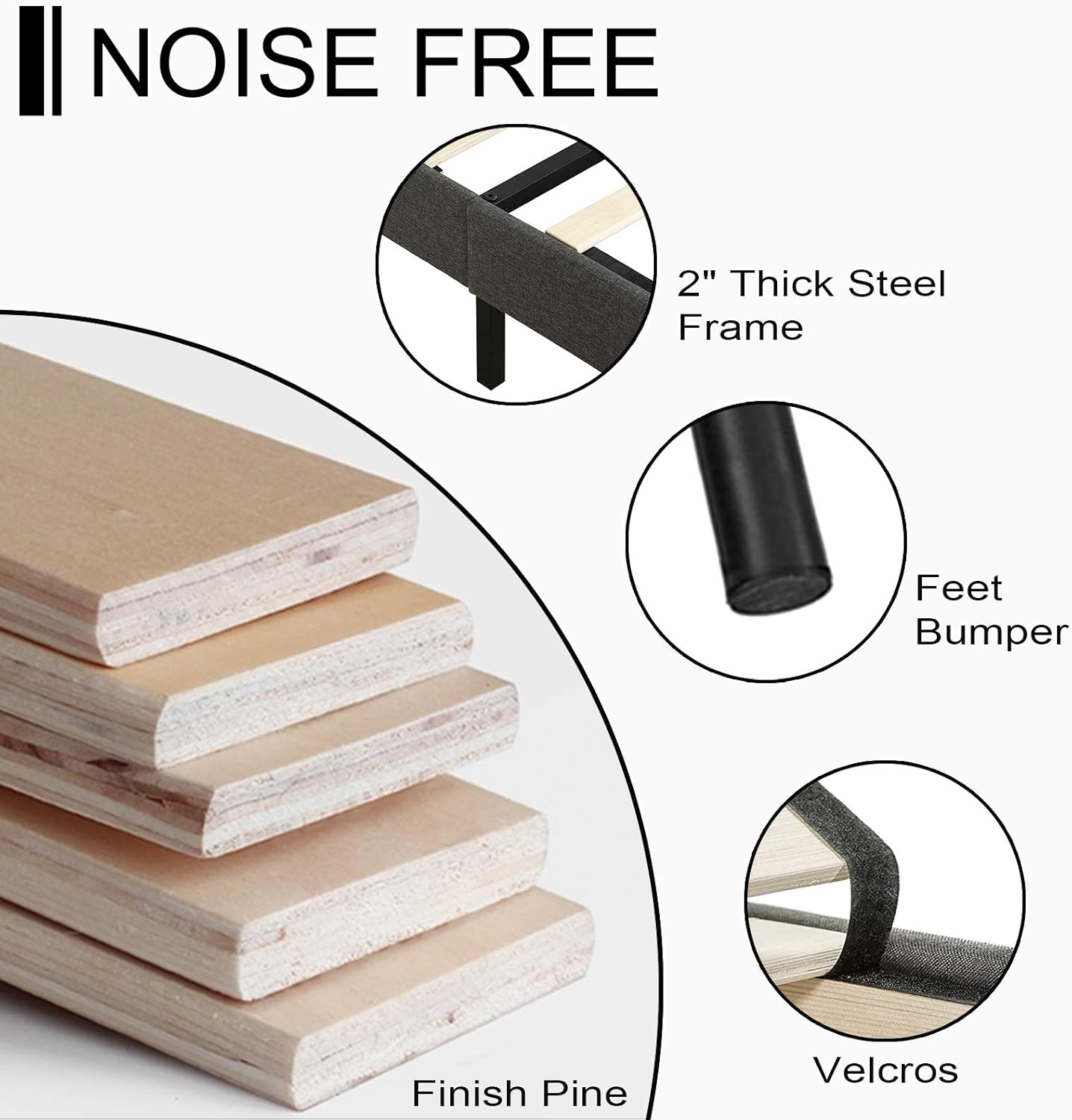 Queen Platform Bed Frame with Metal Structure and Wooden Slats Support, Heavy Duty Bed Frame Queen/ No Box Spring Needed/ Mattress Foundation/ Easy Assembly/ Noise Free (Black, Queen)