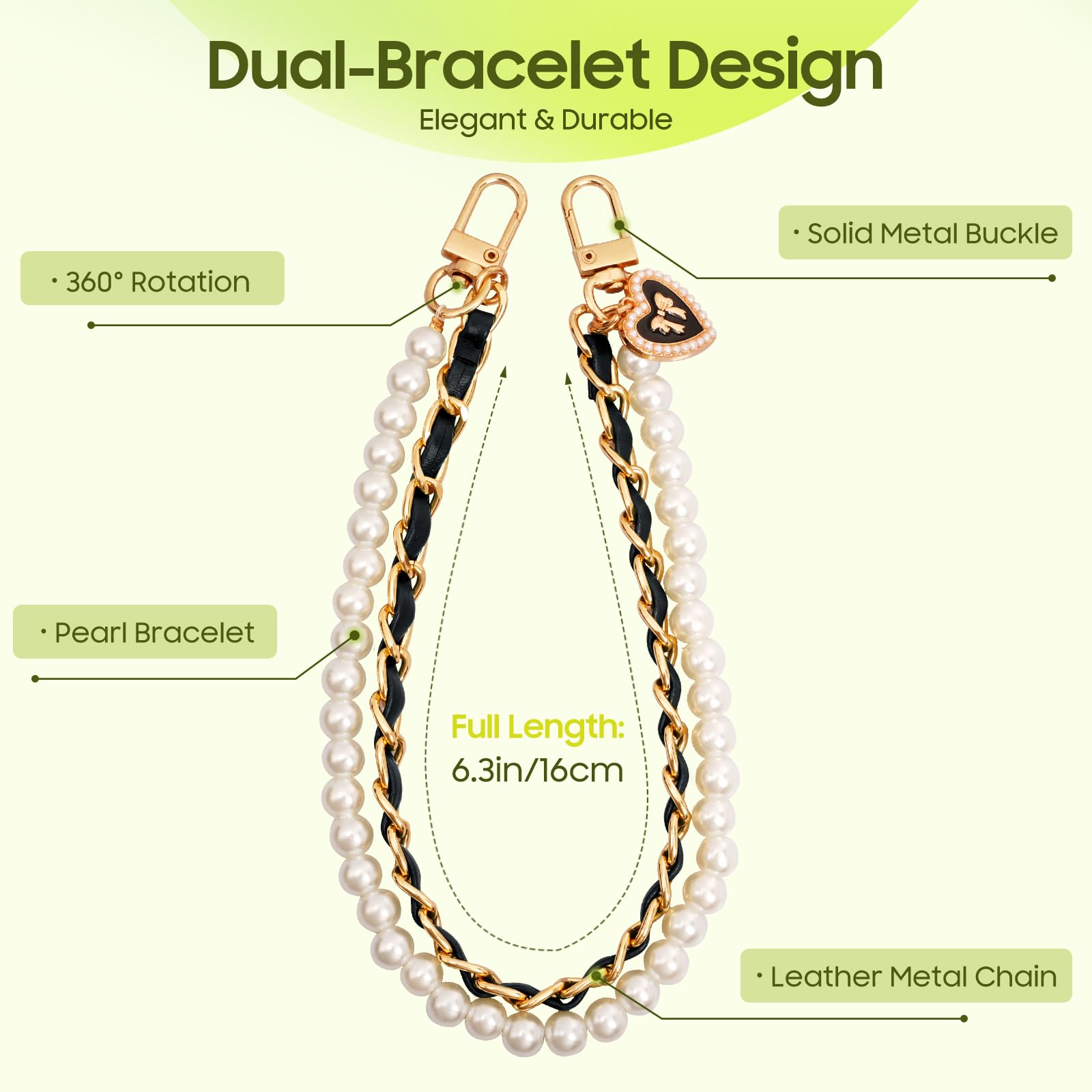 TiMOVO Beaded Pearls Phone Lanyard Wrist Strap For Réunion