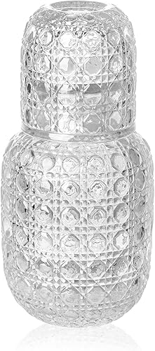Gemstone Collection - Juego de jarra de noche y vidrio, 1 jarra de 15.7 onzas y 1 vaso de 5.4 onzas, jarra de agua de noche, jarra de agua de noche