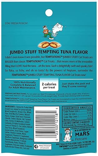 Miniatura 3 de Paquete variado (3) golosinas para gatos Temptations Jumbo Stuff (1) atún tentador (1) pollo sabroso (1) salmón salado con toallitas AuroraPet