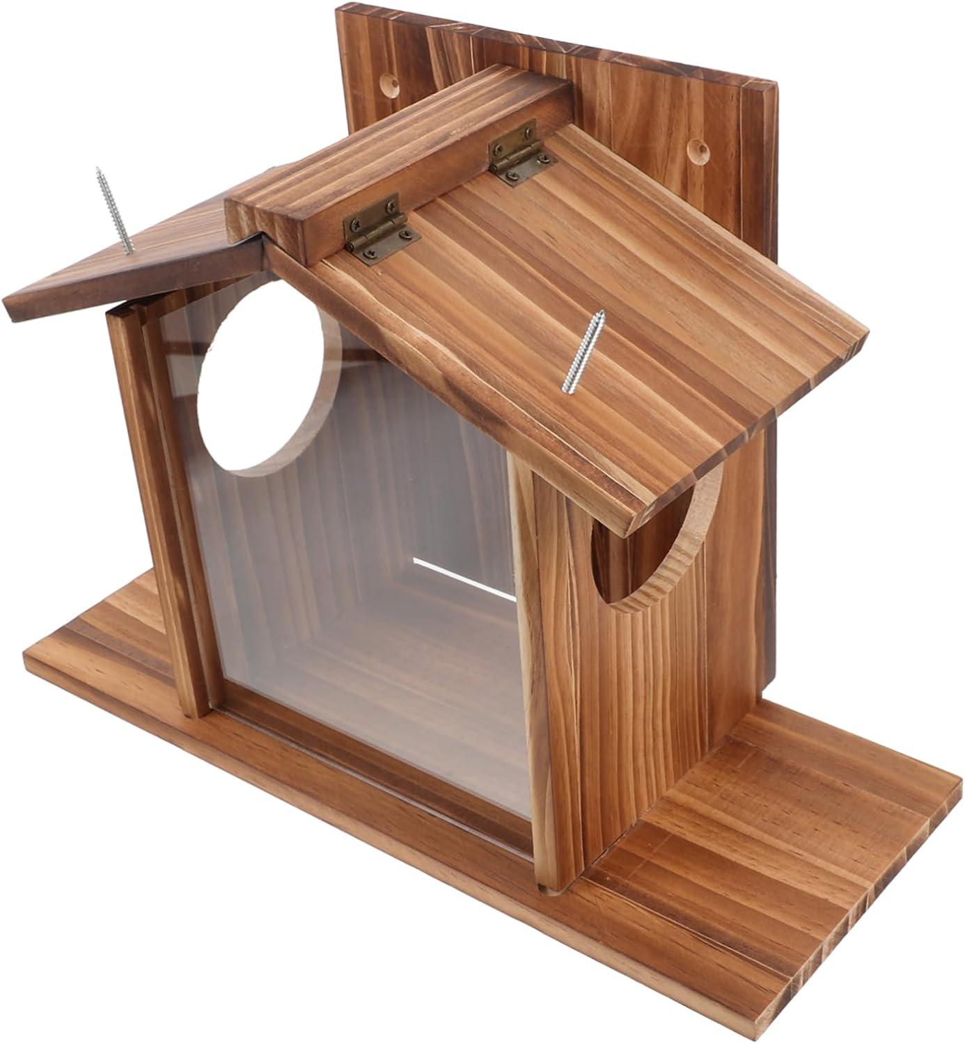 Hanging Squirrel Feeding Box Outdoor Squirrel Feeder in Wooden Material