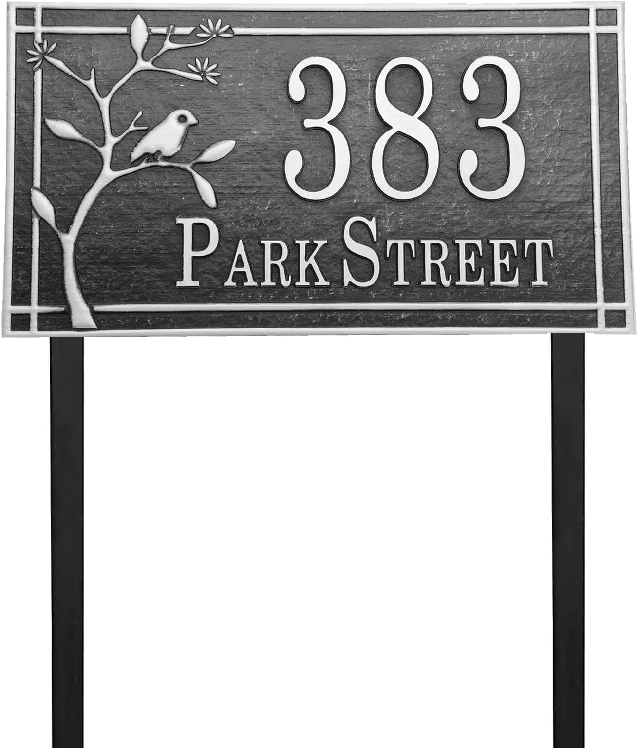 Address Sign Lawn Mounted - Custom House Number Plaque Sign with 2 Metal Stakes,House Address Numbers for Outside House,Yard,Garden,Grass,Ground,Drive Way,Lawn,4 Colors, 13''x 7''