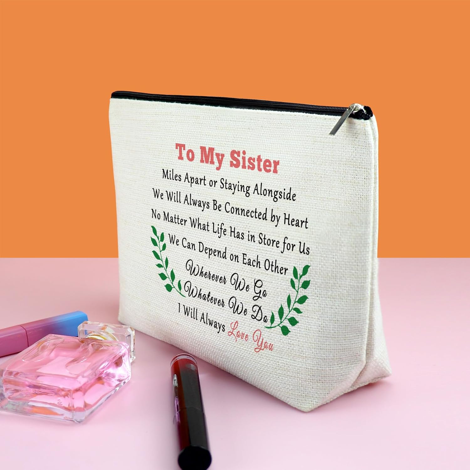 Sister Gifts from Sisters Makeup Bag Best Sister Ever Gift Ideas for Women Friendship Gift for Female Friend BFF Besite Her Cosmetic Bag Christmas Wedding Graduation Birthday Gift Travel Pouch - Image 3