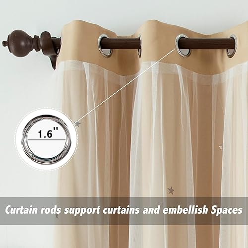 Miniatura 4 de indistar Cortinas opacas con recortes de estrellas para ventana de dormitorio de niña, cortinas de oscurecimiento de habitación y cortinas de