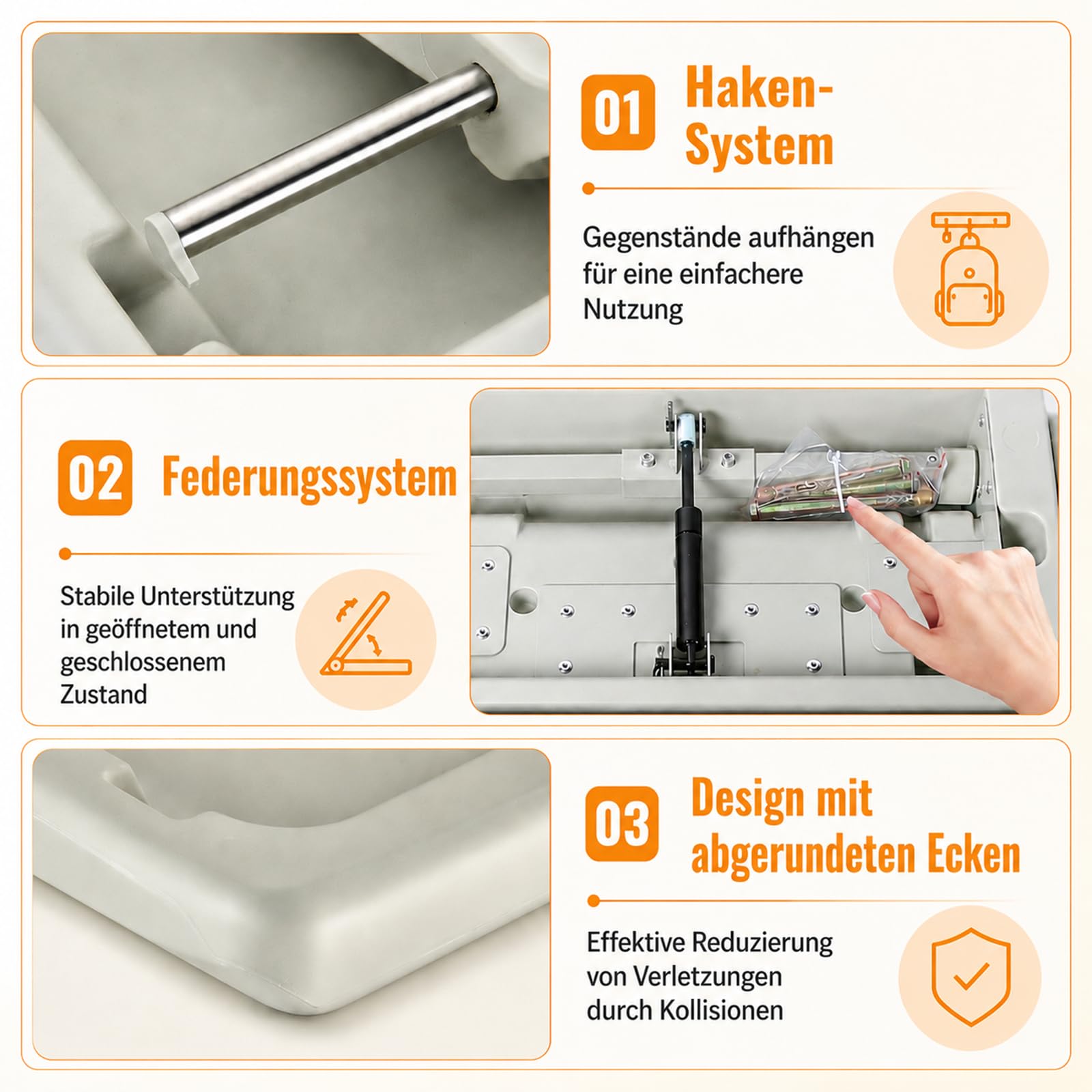 Wickeltisch klappbar Wandmontage mit Sicherheitsgurt, Haken & Aufbewahrungsboxen