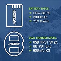Vista 3 de Wasabi Power Battery (2-Pack) and Dual USB Charger for Panasonic DMW-BLF19 and Panasonic Lumix DMC-GH3, DMC-GH4, DC-GH5, DC-GH5S, DC-G9