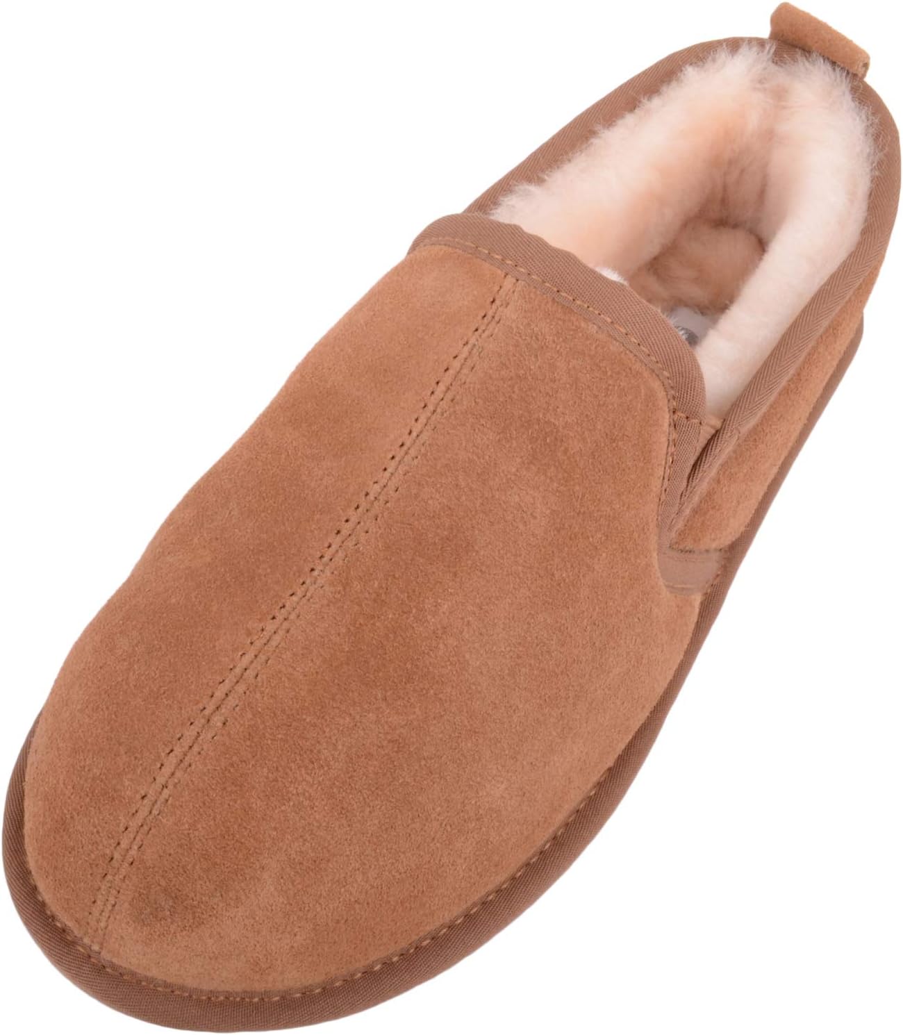 Mens Full Sheepskin Slippers with Thick Suede Sole