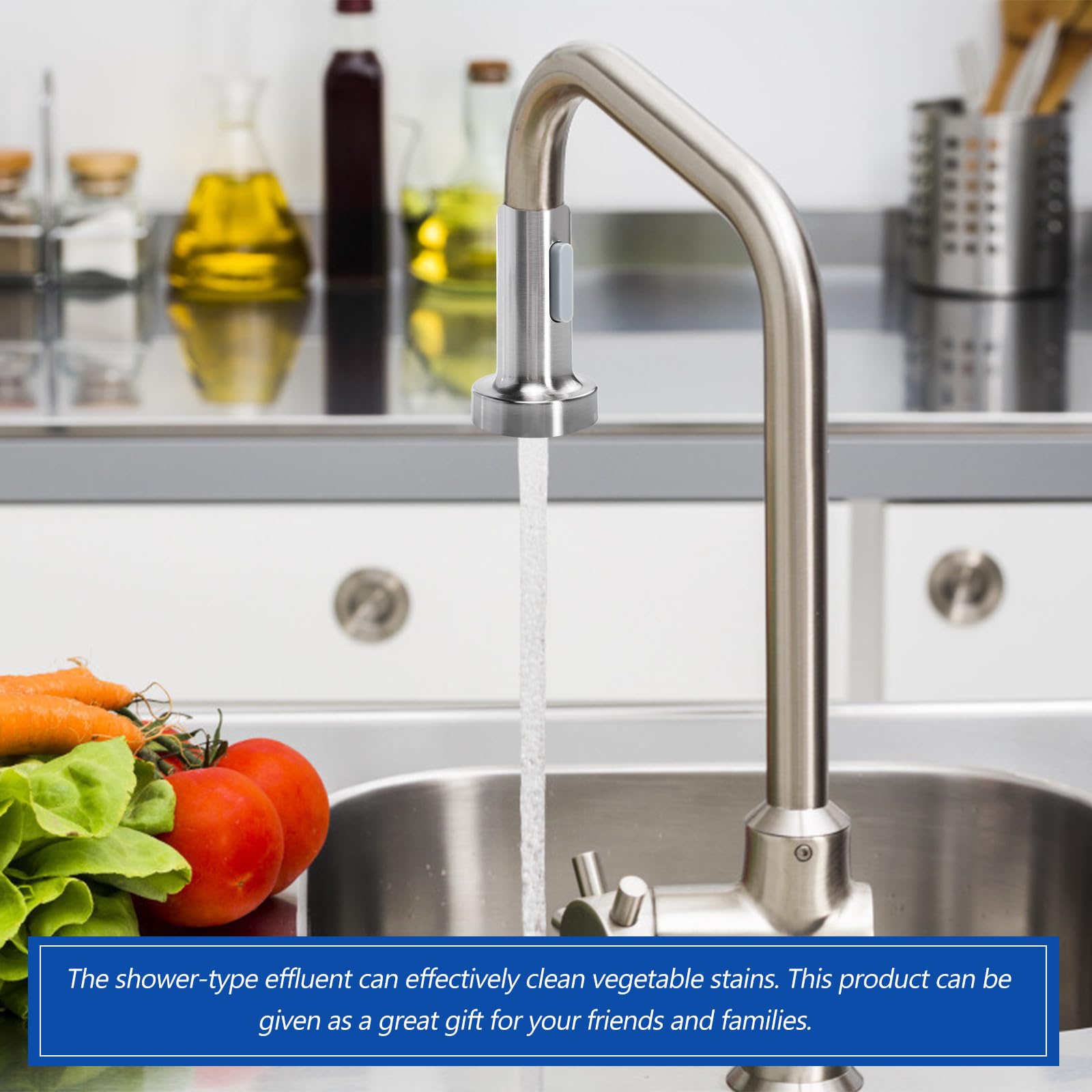 Doccetta per Lavandino Cucina in Abs Argento, Leggera e Facile da Installare, Accessorio Pratico per Rubinetto Tubo Estraibile per Lavello