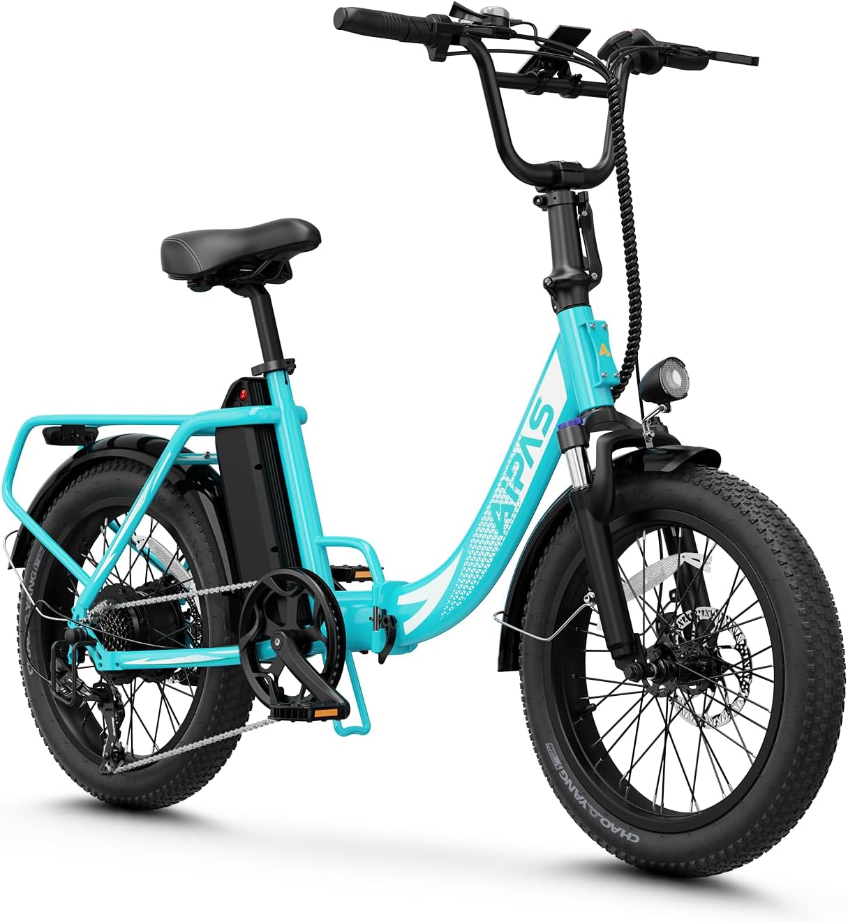 A4 Folding Electrical Bike with 1000W Motor Peak,20”Fats Tire,48V Detachable Battery,28MPH Max Pace,62 Miles Vary,Step-Through Electrical Commuter Ebike for Adults