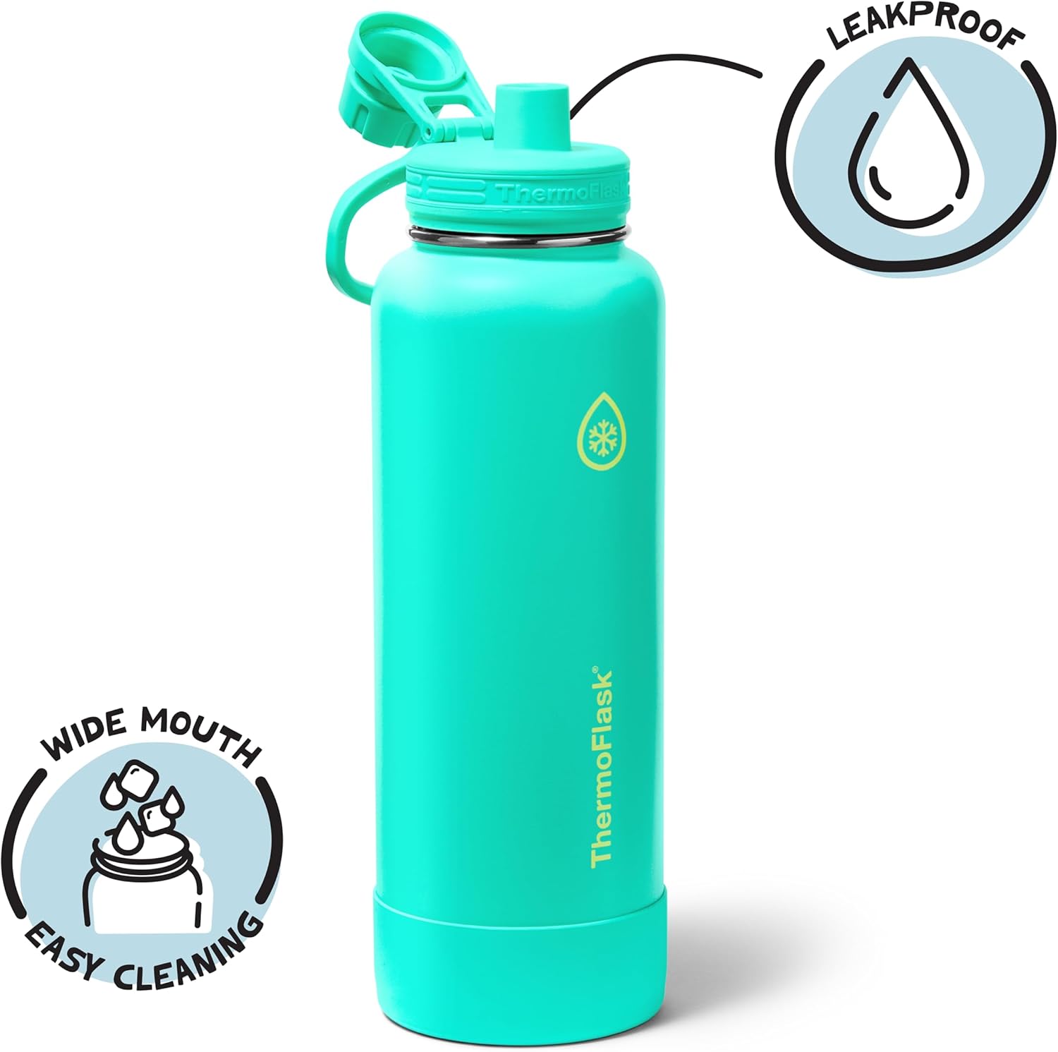 ThermoFlask 40 oz Double Wall Vacuum Insulated Stainless Steel Water Bottle with Spout Lid, Screamin' Green - Image 3