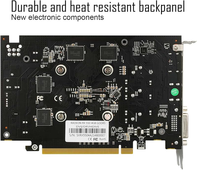 SAPLOS Radeon RX 550 4GB GDDR5 Grafikus Kártya ITX, DisplayPort HDMI DVI-D
