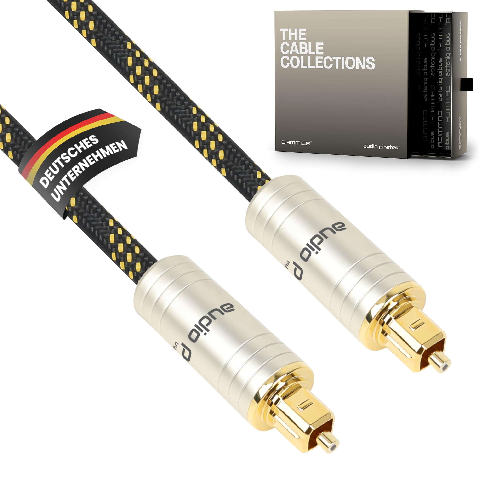 audio pirates by cammica optyczny TOSLINK kabel światłowodowy, Toslink & kabel cyfrowy | kabel cyfrowy SPDIF OD: 5,0 mm z osłoną i pozłacanymi stykami (1 sztuka – 1 metr)