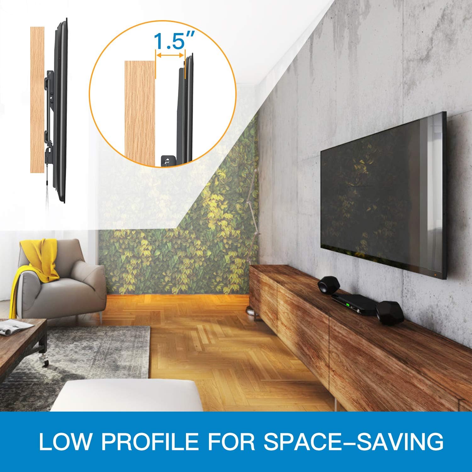 Special Tilting TV Wall Mount Bracket for Most 37-82 Inch LED, LCD, OLED, Plasma Flat Screen Low Profile Tilt TV Mount Fits for 16 18 24 Studs with VESA up to 600x400mm 132lbs by PERLESMITH