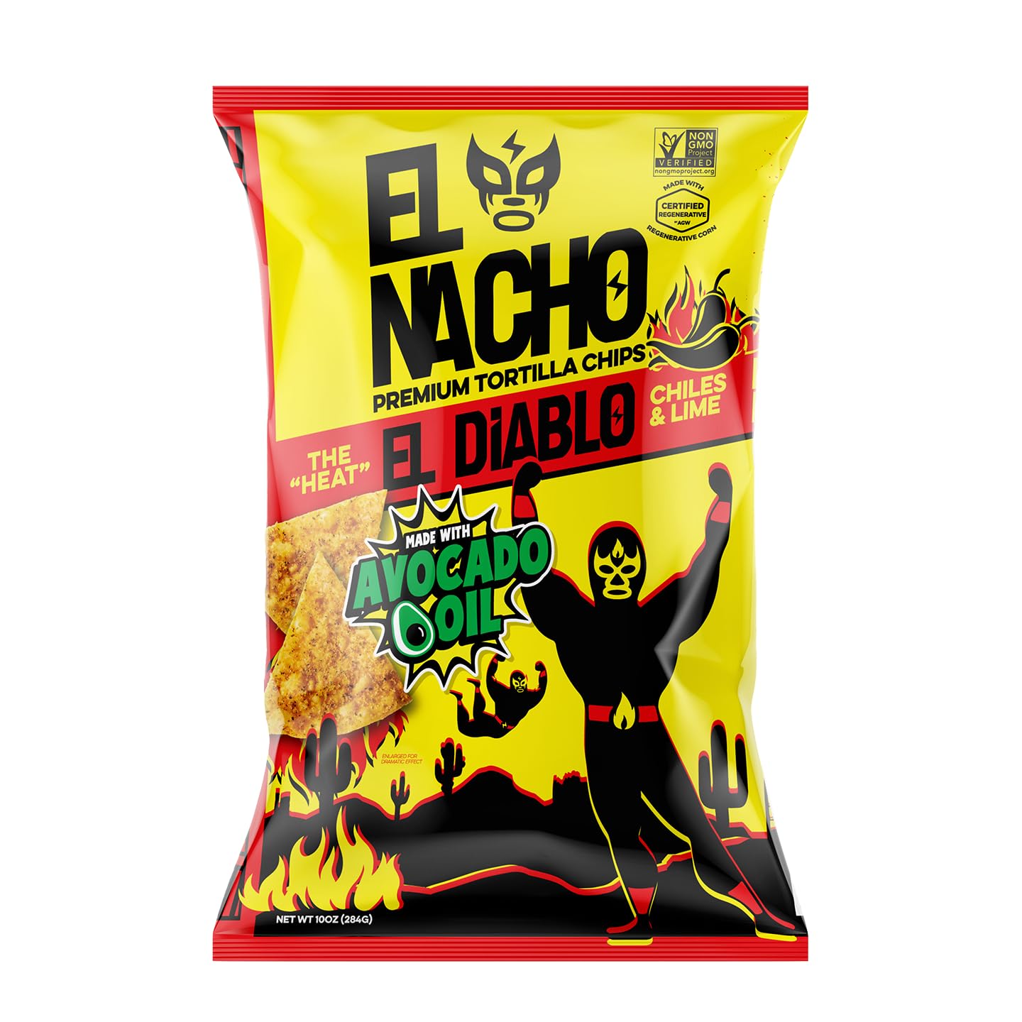 El Nacho Spicy El Diablo Tortilla Chips, 10 oz - Fiery Hot Snack for Bold Flavor Lovers