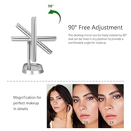 deweisn Trifold Lighted Vanity Makeup Mirror with 21 LED Lights,1/2/3 Magnification and Dimming,Two Power Supplies Makeup Mirror,Gift for Women
