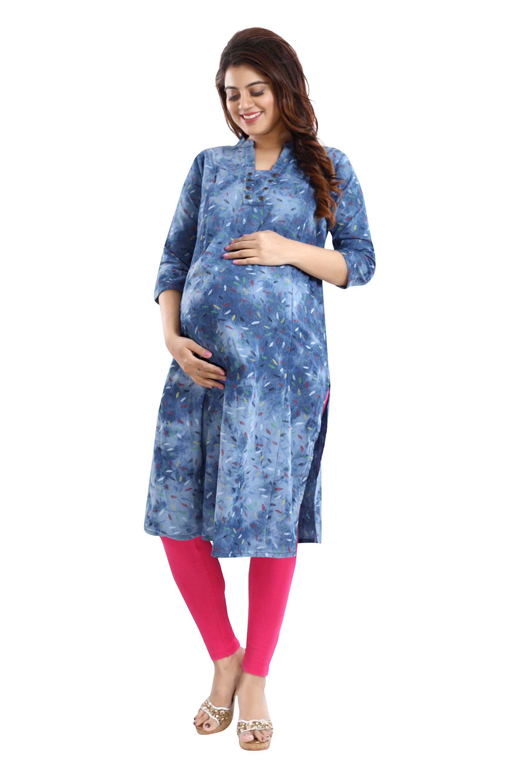 mamma's maternity Women's Printed Denim Maternity | Feeding Kurti | Pre and Post Pregnancy-picture-44