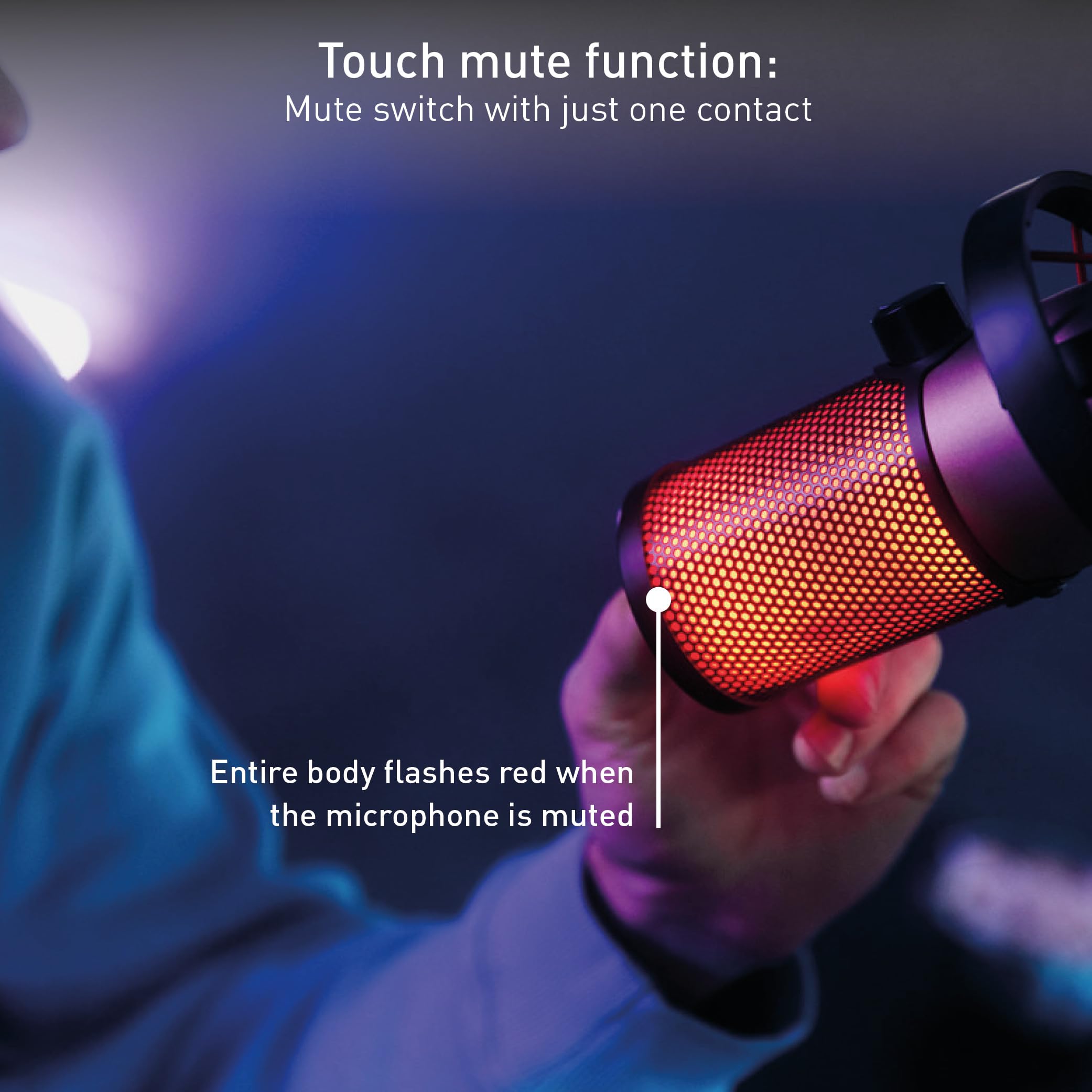 CHERRY UM 9.0 PRO RGB, mikrofon USB z podświetleniem RGB, do gier, streamingu, ASMR, 4 charakterystyki kierunkowe, Shock Mount, Touch Mute, kompatybilny z PC/Mac/PS4/PS5, czarno-miedziany