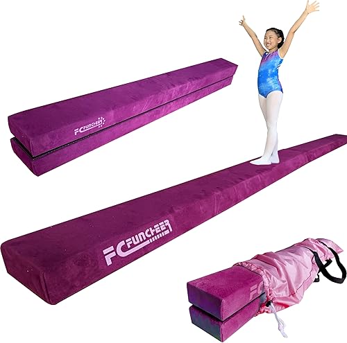 Viga de equilibrio plegable de 8 pies, haz de gimnasia, haz de piso con núcleo de madera, parte inferior antideslizante, cubierta de gamuza disponible en Yaxa Peru