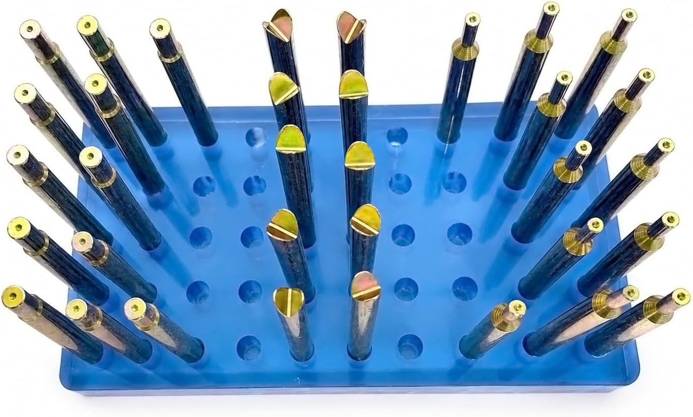 34pcs Gemstone Dop Kit, Diamond Polishing Grinding Tools, 3 Sizes, with Base, Carbon Steel Dop Sticks, Lapidary Supplies, for Gem Cutting, Faceting Machine