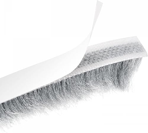 uxcell Burlete de agua, 26 pies de largo x 0.35 pulgadas de ancho x 0.6 pulgadas de alto, sello autoadhesivo, burlete de barrido, cepillo gris para