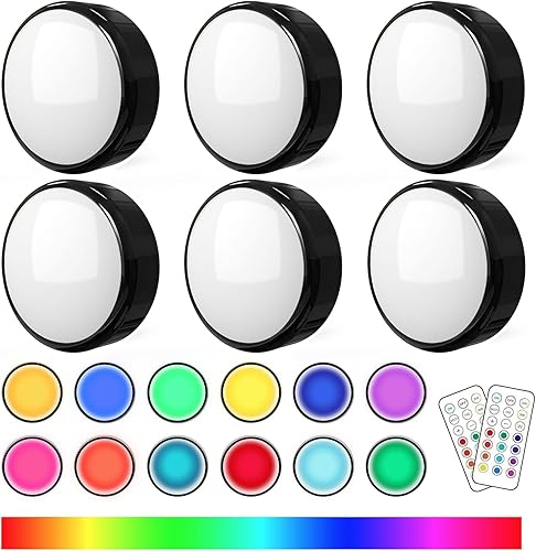 Luces LED de empuje a pilas con control remoto inalámbrico, 13 colores RGB - para armario, pared de dormitorio, debajo del gabinete, luces de disco