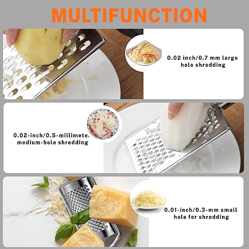 Miniatura 4 de Juego de rallador de queso y jengibre de diferentes tamaños de agujeros, rallador Zester, pequeña trituradora de queso de mano para cocina,
