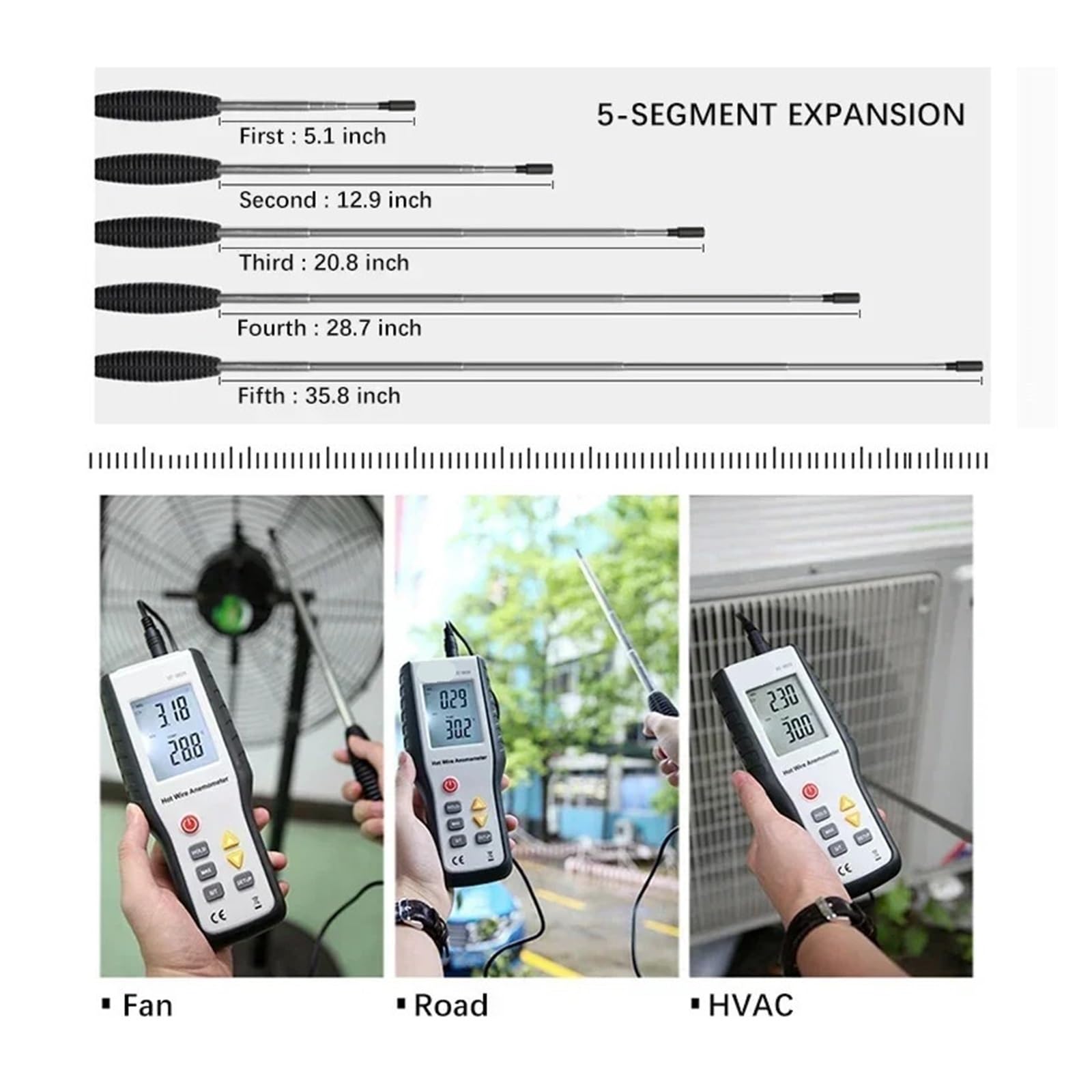 Anemómetro térmico de alambre caliente, anemómetro Digital portátil alta sensibilidad, HT-9829, instrumentos medición