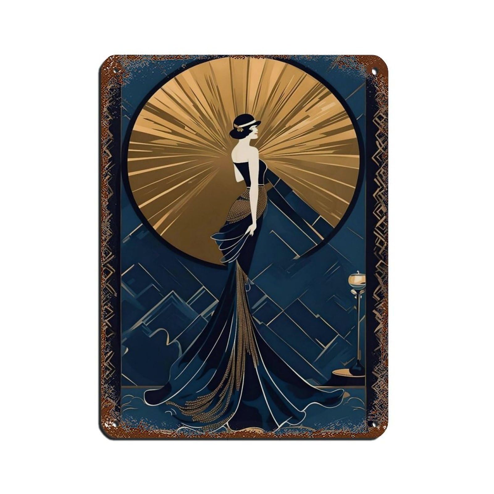 Cocktail Poster 20s Style Art Gift (4) Tin Sign Vintage Metal Pub Club Cafe Bar Home Wall Art Decoration Poster Retro 12x16inch(30x40cm)