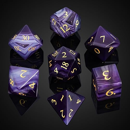 Miniatura 2 de UDIXI Juego de dados DND de piedra 7 dados de piedras preciosas naturales para Calabozos y Dragones dados DD hechos a mano para juegos de mesa MTG