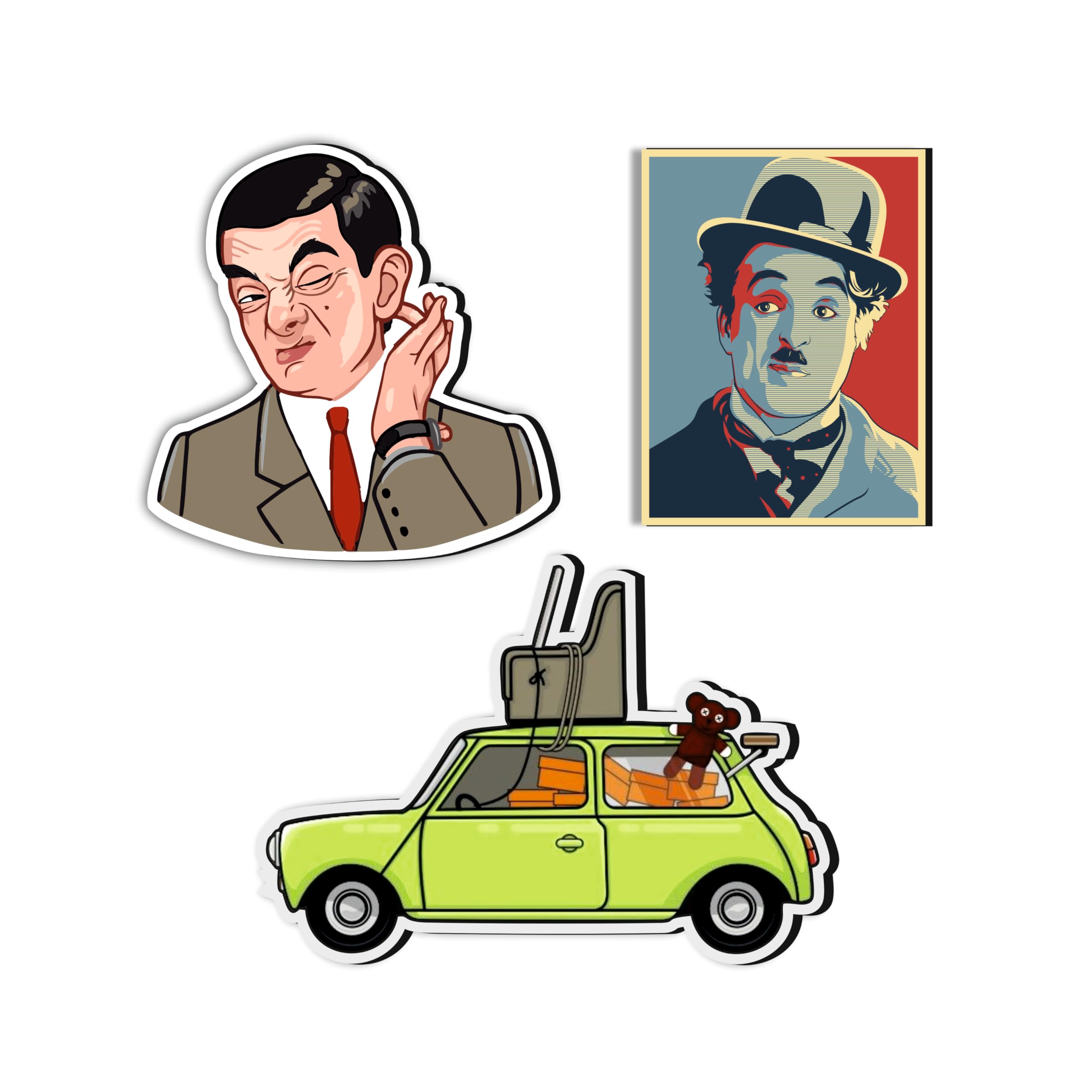 Giftplease Mr Bean Fridge Magnets- Set of 3 | Travel Souvenir | Refrigerator Magnet | Gifts | Decorative Items for Kitchen Fridge Magnets Set | Multicolor (FM_36)