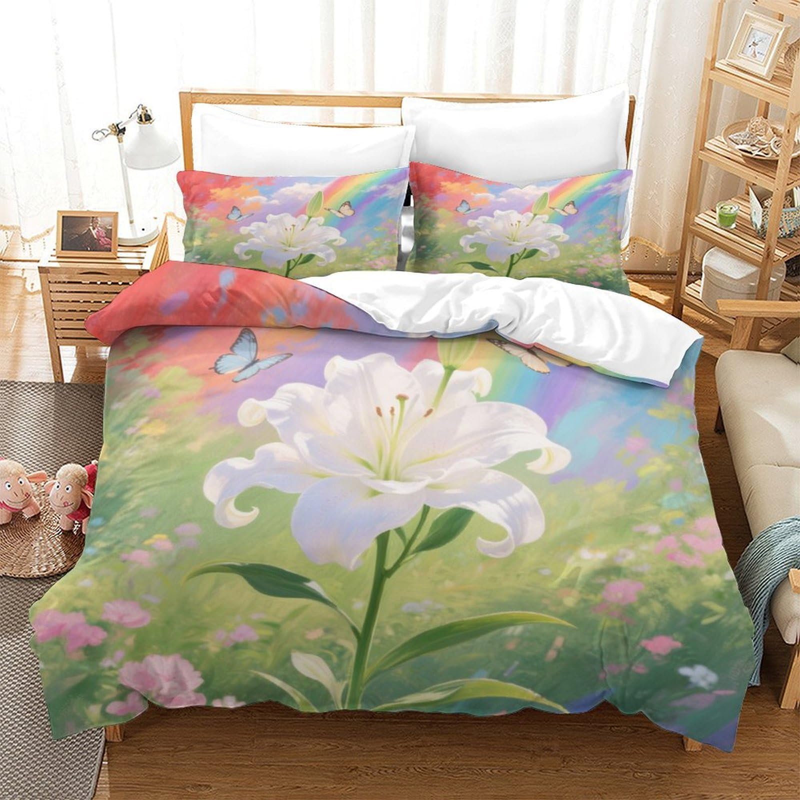 Housse de couette Lily 3D de qualité premium en microfibre avec fermeture éclair cachée 260x220