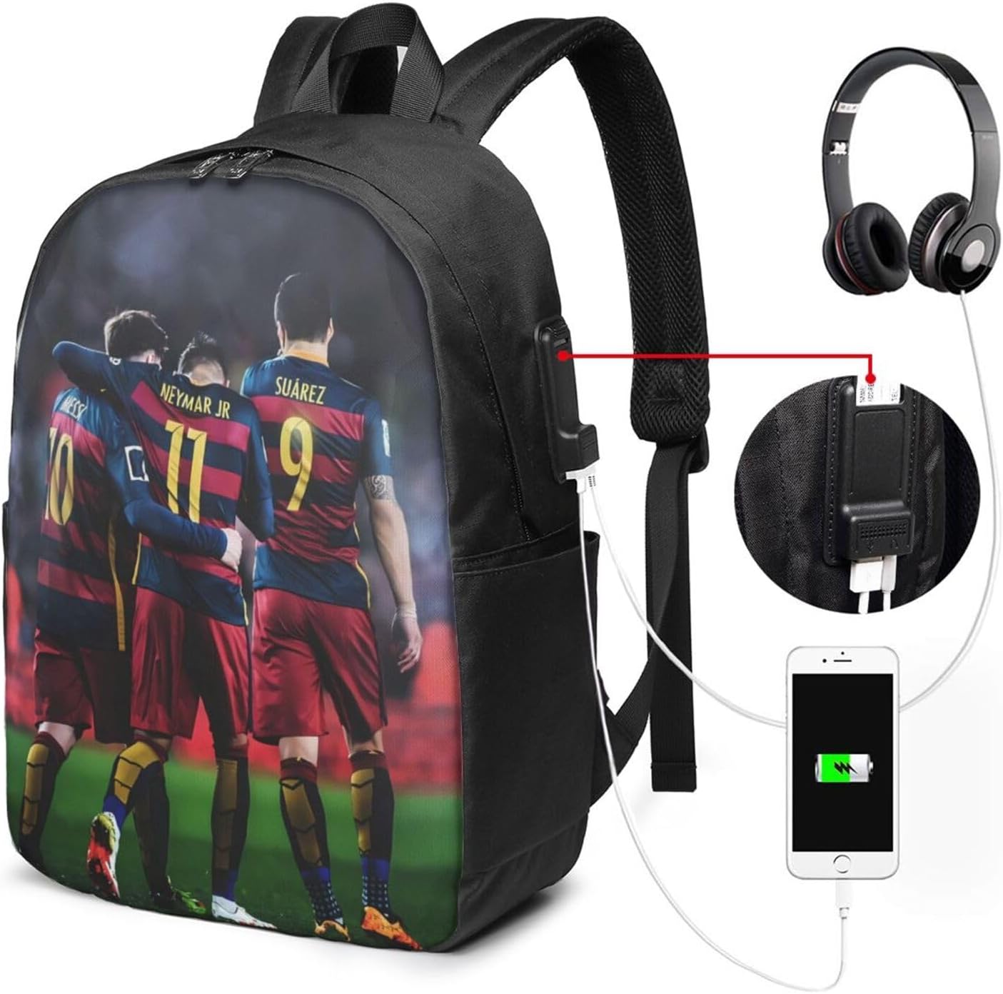 #10 Neymar Adult Backpacks Bag Laptop Bag Bookbag Usb Backpack 17 Inch For Daily